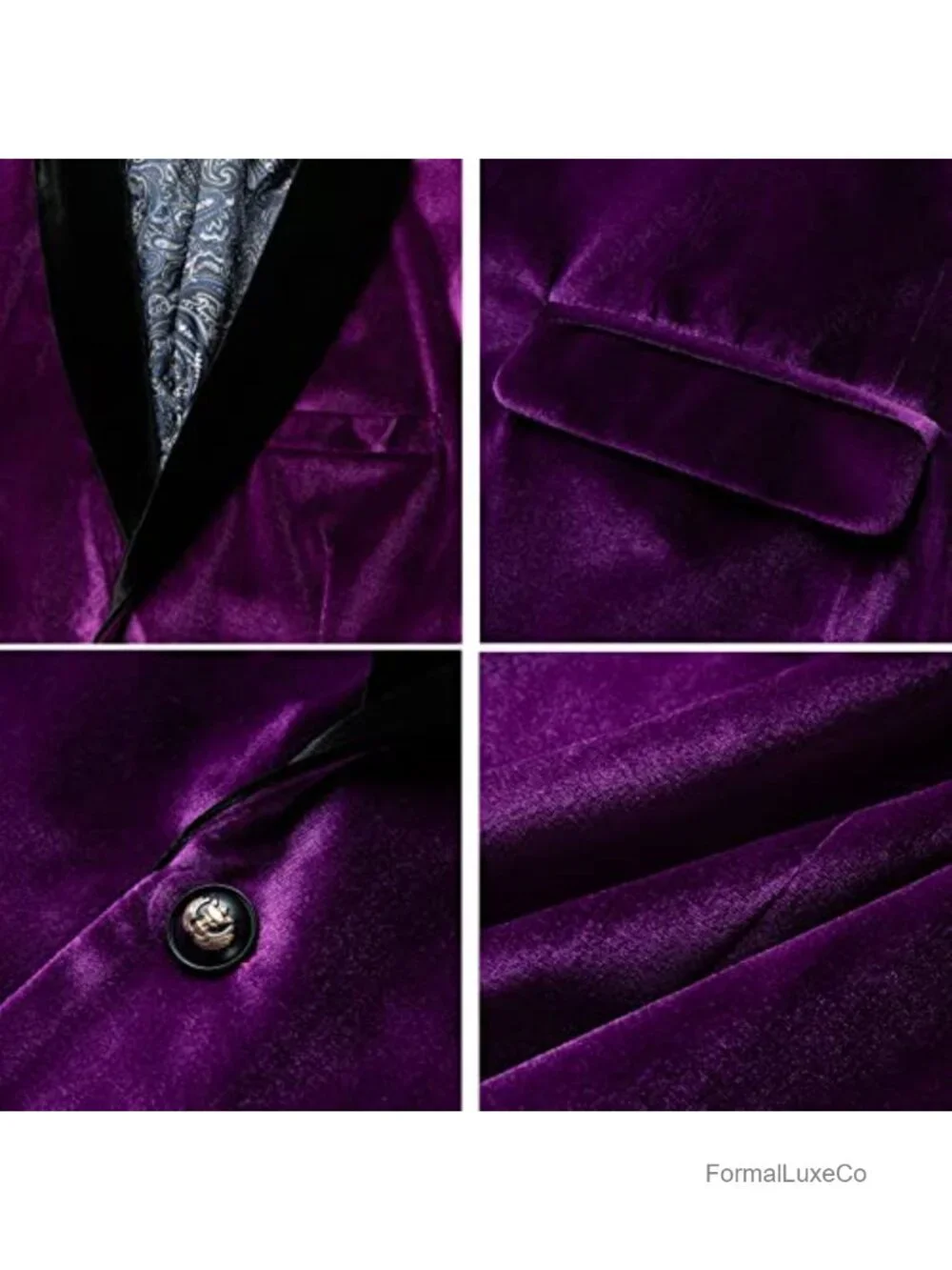Men's Velvet Blazer Slim Fit One Button Solid Suit Jacket Sport Coat